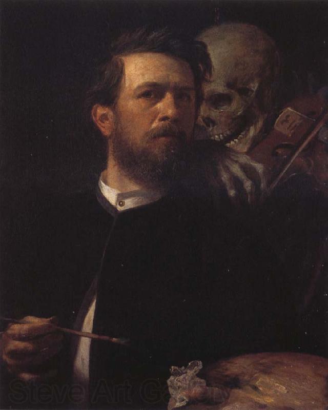 Arnold Bucklin Self-Portrait iwh Death Playing the Violin Norge oil painting art